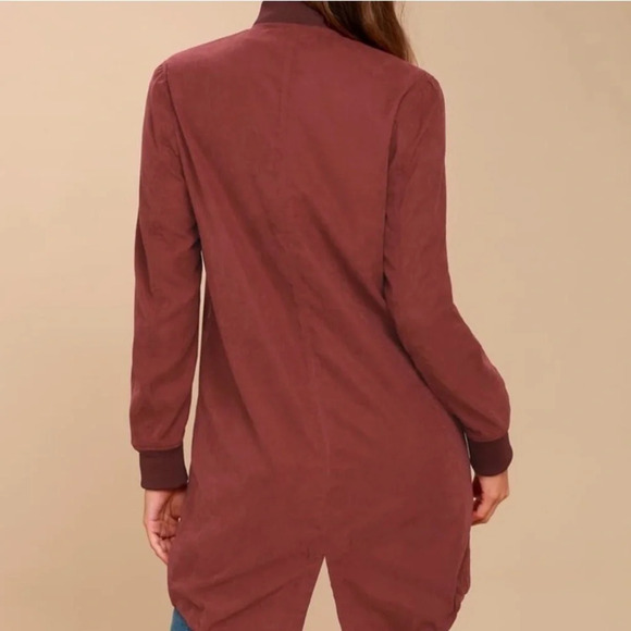 Lulu’s Burgundy Rio Grande Longline Bomber Jacket Size Small - Picture 3 of 9